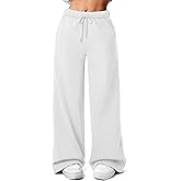 FACDIBY Women's Fleece Wide Leg Sweatpants Winter Warm Thermal Straight Leg Sweat Pants with Pockets
