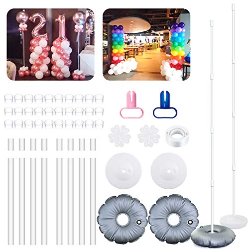 2 Set Balloon Column Kit Base Stand and Pole 6 feet Height + 30Pcs Balloon Rings, Balloon Tower Decoration for Birthday Party Wedding Party Event Decorations - Thumbnail 7