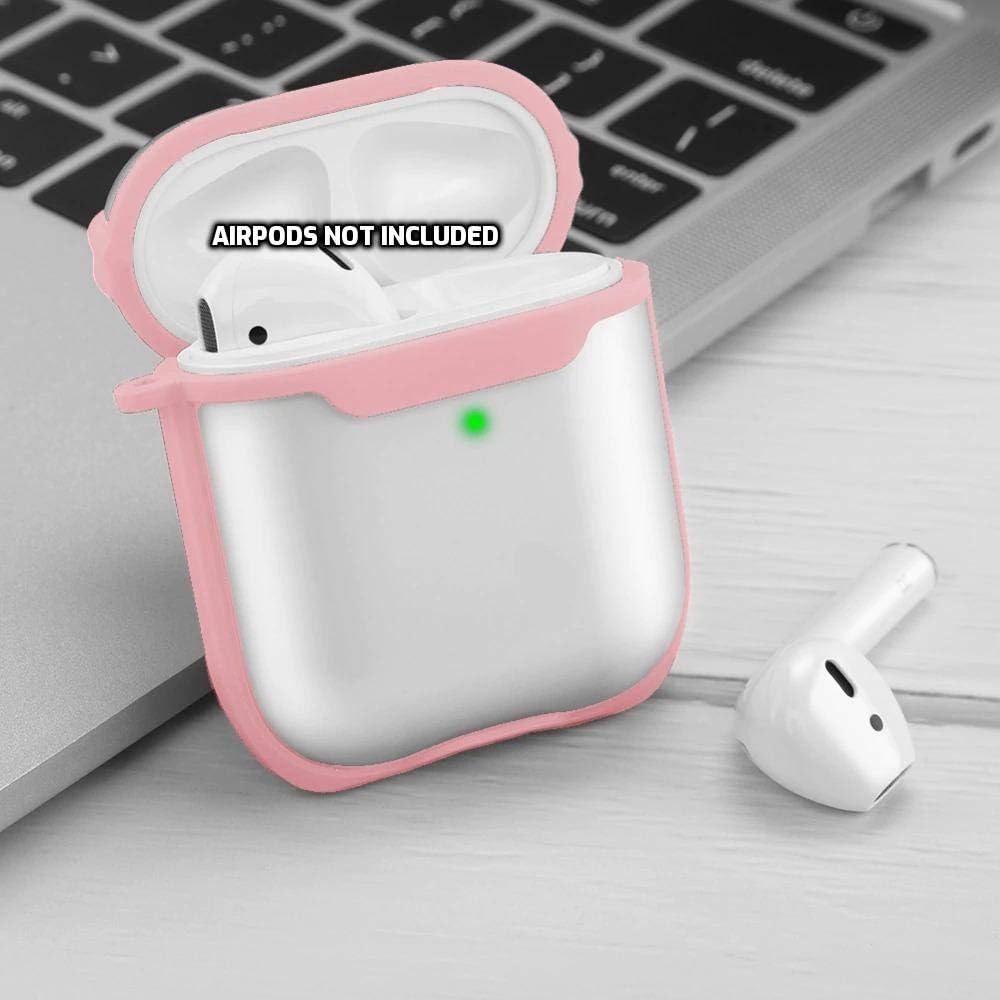 DEALPICK Wiwu Airpods Case Protective Cover Compatible with Airpods Wireless Charging Case 2 and 1 360° Full Protection Skin Cover Case,Front LED Visible - Transparent Eggshell Pink