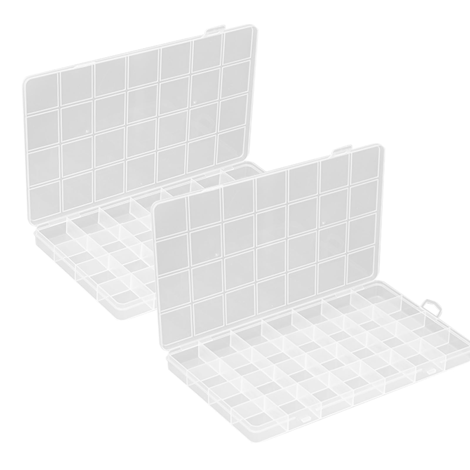 Fadcaer 2 Pcs 28 Grids Small Compartment Craft Case, Plastic Organiser Storage Box, Clear Bead Container, Organizer Storage Container with Dividers for Beads, Crafts, Buttons (28 Grids)
