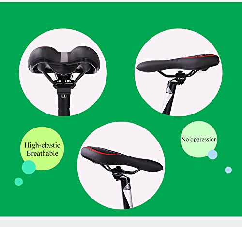 JUHALL Universal Bequem Fahhrad Sattel, Wasserdicht Gel Fahrradsattel mit Atmungsaktiv Design Leder Fahrradsitz Mountain Bike Sitzkisse Damen Herren Schwarz.