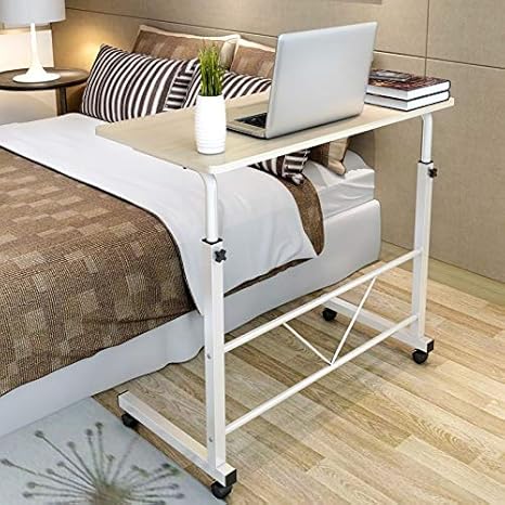 Ssline Magazine Snack Table On Wheels Lifting Laptop Computer Desk Movable C Shaped Overbed Tv Tray Mobile Sofa Chair Side End Table For Living Room