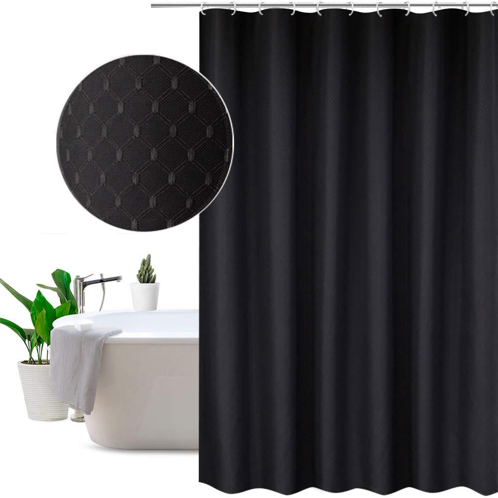 Long Shower Curtain 200cm Drop Waffle Water Repellent Mildew
