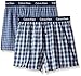 Calvin Klein Men's Woven Boxer, Solid Navy/Navy Plaid, Medium (Pack of 2)