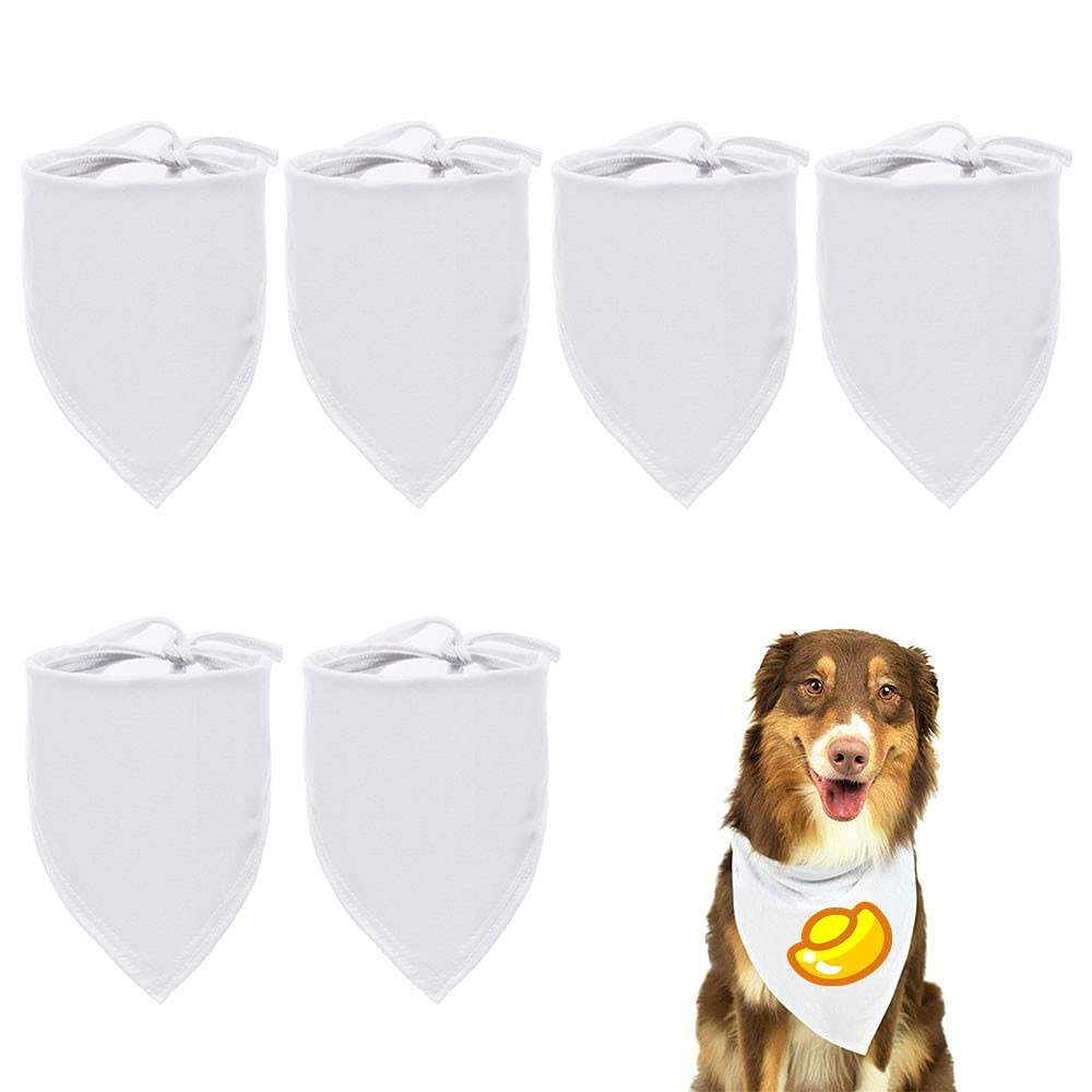 6 Pcs Solid White Pet Triangle Scarf Blank Dog Bandanas DIY Dog Bandanas for Dogs Puppy Cats