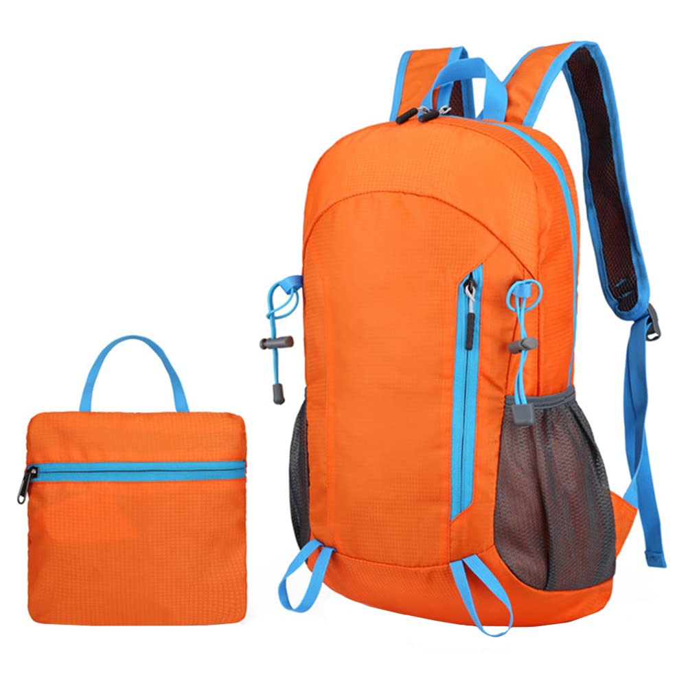Sahgsa 20L Foldable Backpack, Hiking Backpack with Large Capacity, Daypack, Ultralight Backpack, Men and Women, Waterproof, Outdoor Sports Backpack, Travel, Mountaineering, Hiking, orange