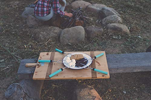Extendable Rotating Marshmallow Roasting Sticks | Set of 5 Telescoping Forks - Free Bag | Safe, Fun Smores & Hot Dog Stainless Steel Long Camping Skewers | Campfire BBQ Cookware Accessories (Renewed)