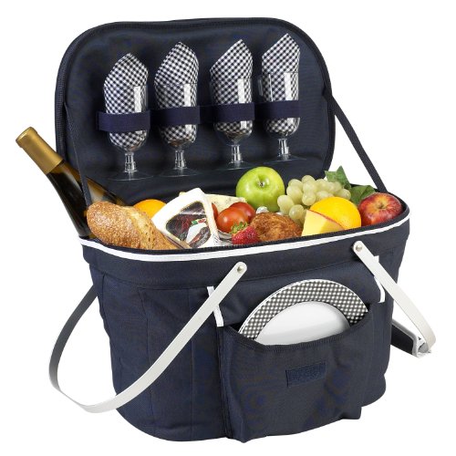 Picnic at Ascot Patented Collapsible Insulated Picnic Basket Equipped