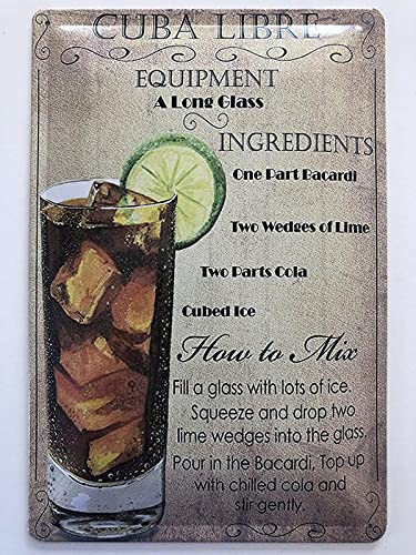 Metal Sign 20 x 30 cm Cocktail Bar Cuba Libre Cola Tin Sign