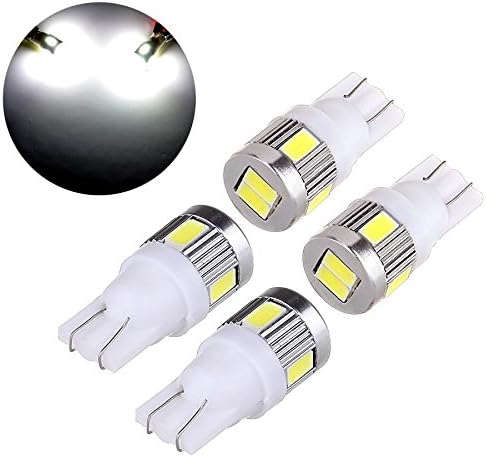 4Pk Extremely Bright 5730 Chipset LED Bulbs for Car Interior Lights License Plate Dome Map Side Marker Door Courtesy Wedge T10 W5W 168 192 194 2825 6000K Ultra White