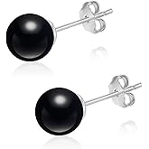 Natural Stone Stud Earrings for Women 8mm Sterling Silver Genuine Gemstone Earrings Handmade Sterling Silver Crystal Stud Earrings for Women