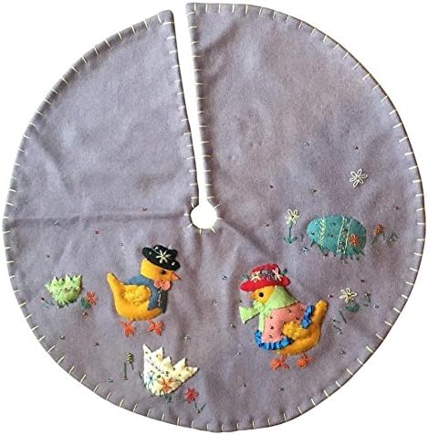 Handmade Mr and Mrs Chick on Purple Background Easter Small Tree Skirt, 9" Wide