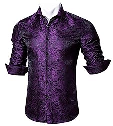 Barry.Wang Men Shirts,Paisley Flower Woven Silk