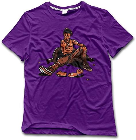 NDZZZ Mens Customized Humor Travis-Scott Cotton T-Shirt For Fitness Medium Purple