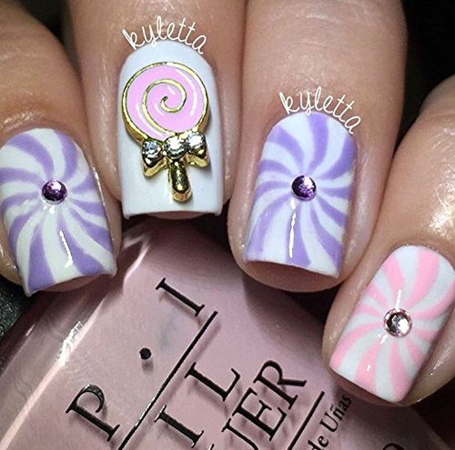 Lollipop Stencils Nail Vinyls By Twinkled T - 1 Sheet of 16 Stencils