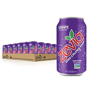 Zevia Zero Calorie Soda, Grape, 12 Ounce Cans (Pack of 24)