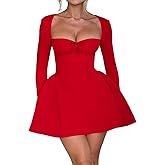 ABINGOO Women Long Sleeve Mini Dress Sweetheart Neckline Bodycon Short Dress Club Cocktail Party Corset Dresses