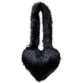 Rejolly Heart Shaped Furry Purse for Women Large Soft Shoulder Bag Fluffy Faux Fur Trendy Y2K Girls Handbag