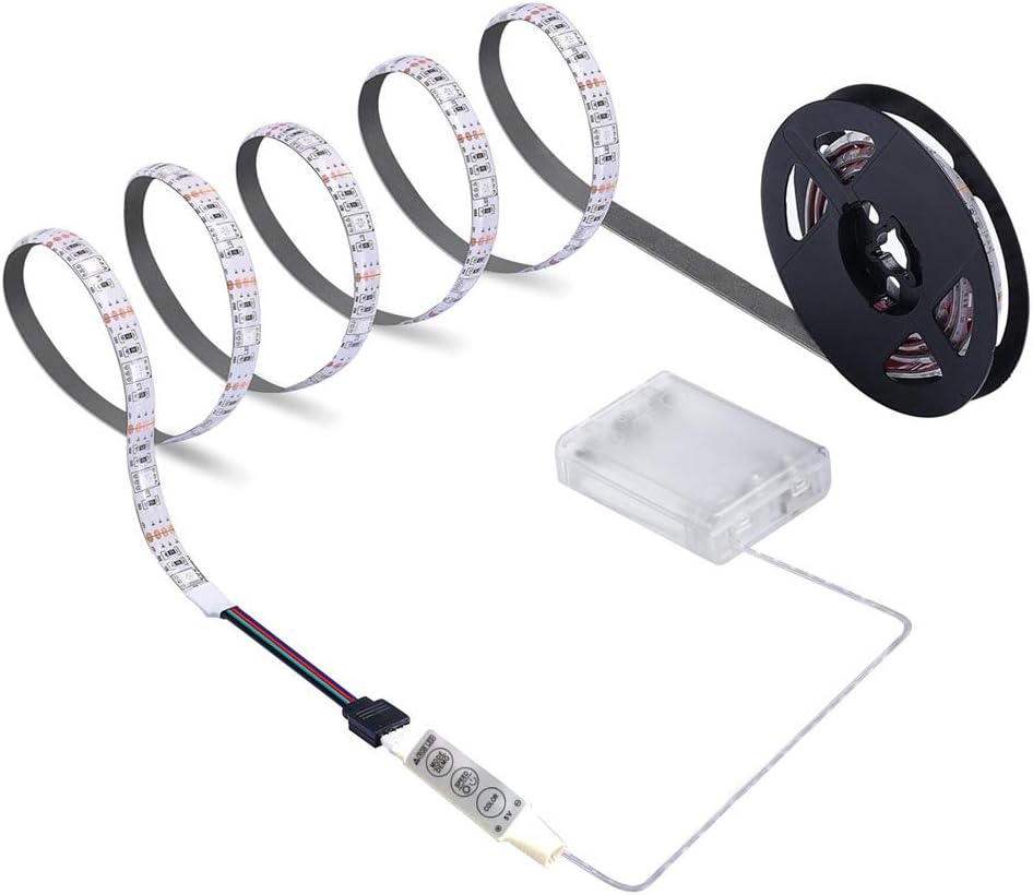 Sinzau Battery Powered LED Strip Lights, Mini 3-Keys Remote Controlled, DIY Indoor and Outdoor Decoration, 6.56 feet