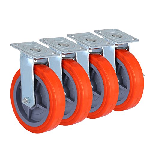 OrangeA Scaffolding Casters 8 X 2 Inch Heavy Duty Swivel Casters Scaffolding Polyurethane Wheel with Brakes Set of 4 Rolling Scaffold Caster Capacity per Caster 800 lbs