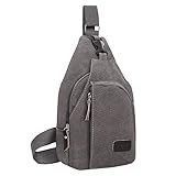 Saygoer Canvas Sling Bag Unbalance Bag Men & Women for Outdoor Sports Grey