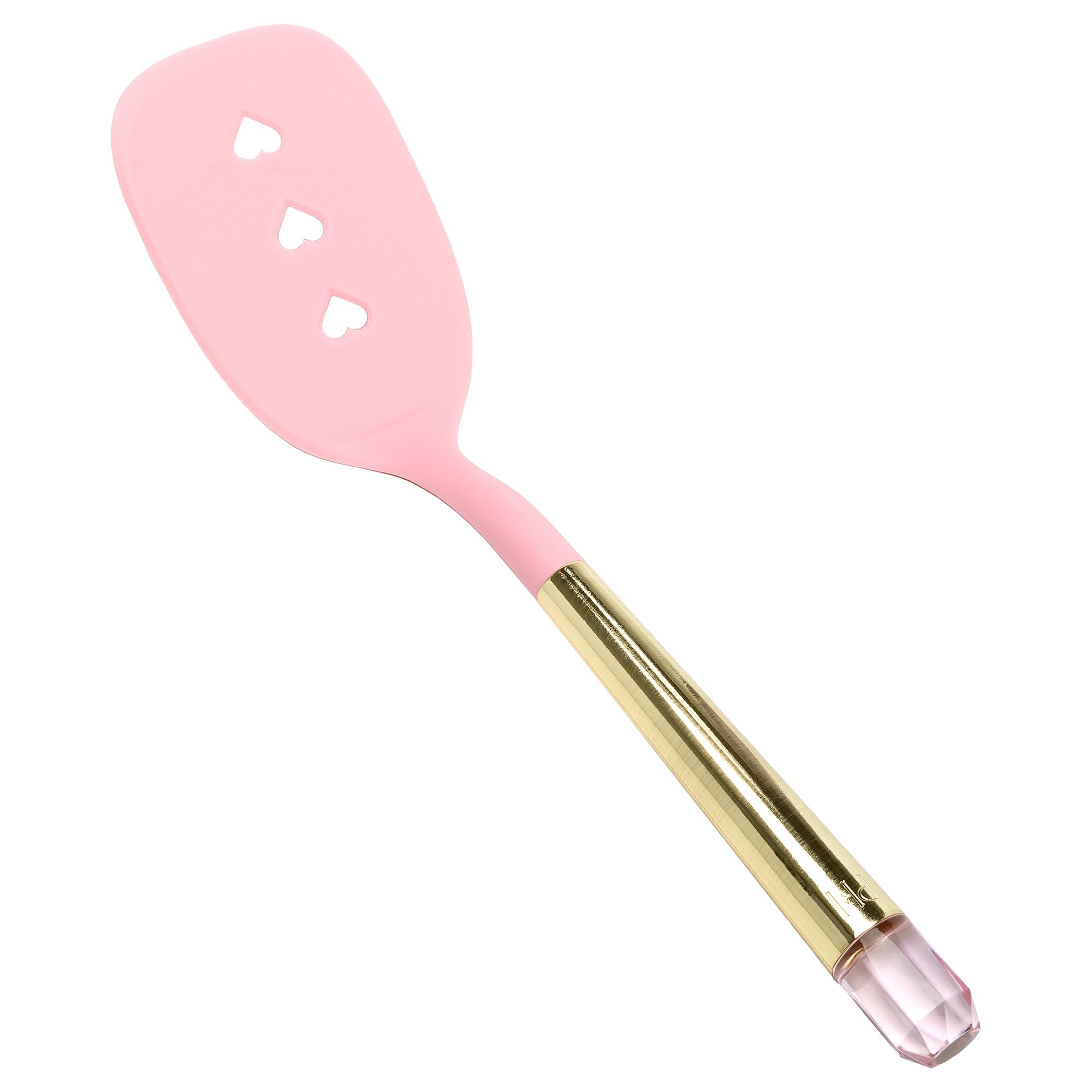 Photo 1 of Paris Hilton Slotted Turner with Pink Jewel Shaped Handle, Heat-Resistant up to 400°F, Dishwasher Safe Kitchen Tools and Utensil, Pink and Gold