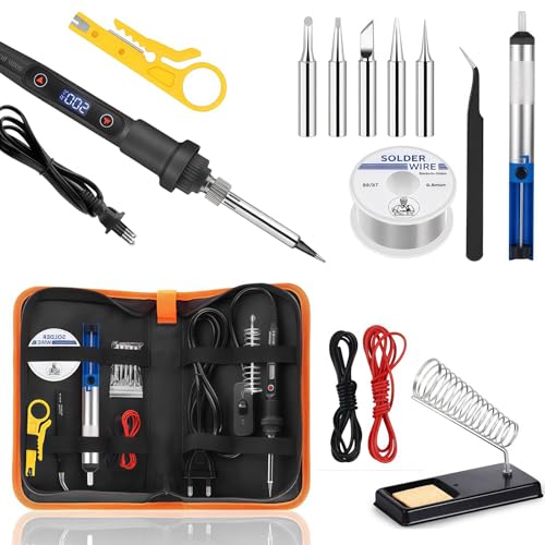 Tin Soldering Iron 80W Professional, 15 in 1 Kit with Adjustable Temperature 180-500°C, 5 Replacement Tips, On/Off Switch, for Soldering and Electronic Repair