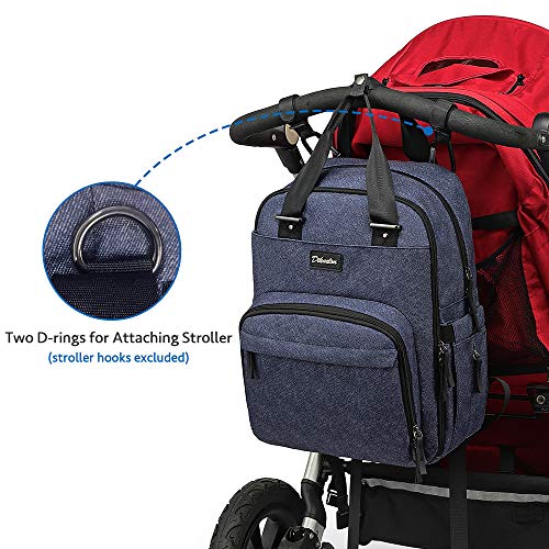 Diaper Bag Backpack Large Capacity Nappy Baby Bags with Insulated Pockets and Changing Pad Waterproof Unisex Travel Back Pack for Mom and Dad Blue