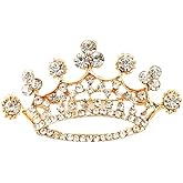 Crystal Rhinestone Princess Queen Brooch Pin Tiara Crown Brooches for Women Tiara for Wedding Party/Banquet/Birthday