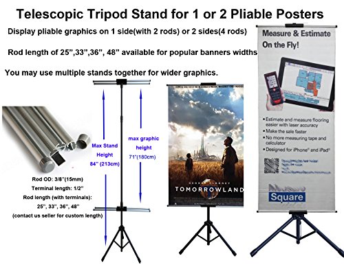 TheDisplayDeal TM Tripod Stand for Banner and Board Sign, Adjustable Size up to 71
