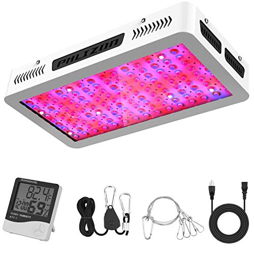 Phlizon Newest 1500W High Power Series Plant LED Grow Light,with Thermometer Humidity Monitor,with Adjustable Rope,Double Chips Full Spectrum Grow Lamp for Indoor Plant