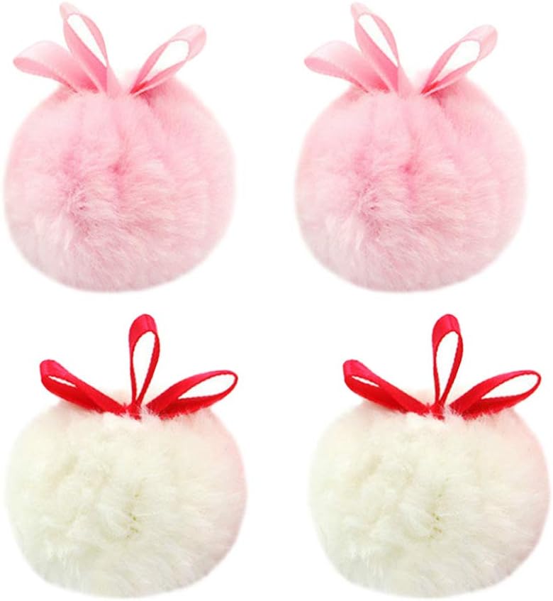 Lurrose 4pcs Large Powder Puff Fluffy Plush Powderpuff Ball Bowknot Dry