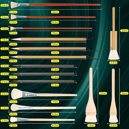 Kit 15 Pincel Pintura em Ceramica, Conjunto de 15 Pincéis de Pintura, Mistura de Pelos de Cabra para Cerâmica, Pincel Aquarela, Pincéis Esmaltados para Cerâmica, Kit Pincel para Ceramica Fria