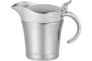 26 OZ / 750ML Double Insulated Gravy Boat - Stainless Steel Sauce Jug with Hinged Lid Hinged Lid Ideal for Gravy or Cream at 