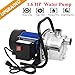 Hurbo 1.6HP Portable Stainless Steel Lawn Sprinkling Pump Water Pump Shallow Well Pump for Garden Irrigation and Pressure Booster