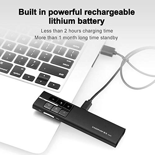 [Upgraded] KNORVAY N99C Wireless Presenter with Air Mouse, 360mAh Rechargeable PPT PowerPoint Clicker Presentation Remote Multi-Function Laser Pointer (Black) - Thumbnail 3