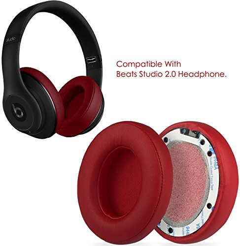 GPCT [Protein Leather Replacement Ear Pads] for Beats Studio 2.0 Headset. Easy Installation, Memory Foam Ear Cups Cushion Cover, Lightweight Ear Caps for Wired/Wireless Headphone [2 Pieces] [RED]