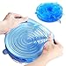 Silicone Stretch Lids Insta Lids By BestOffer Reusable Food Covers Wrap Stretch Top Lid Suction BPA Free Microwave Storage Organizer 6 Pack (Blue)