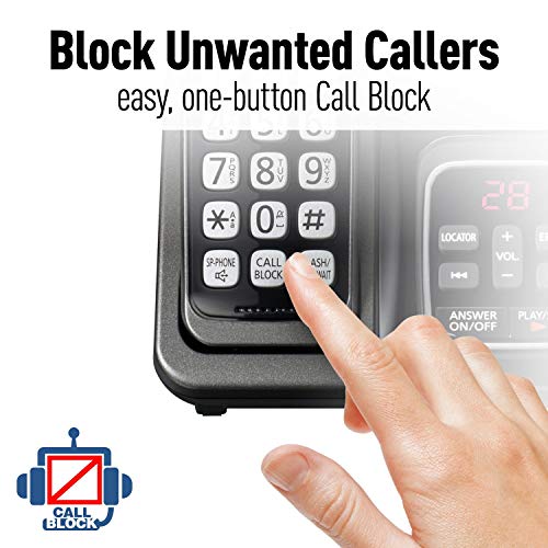 PANASONIC Expandable Cordless Phone System with Call Block and Answering Machine - 1 Cordless Handsets - KX-TGD530M (Metallic Black) (Renewed)