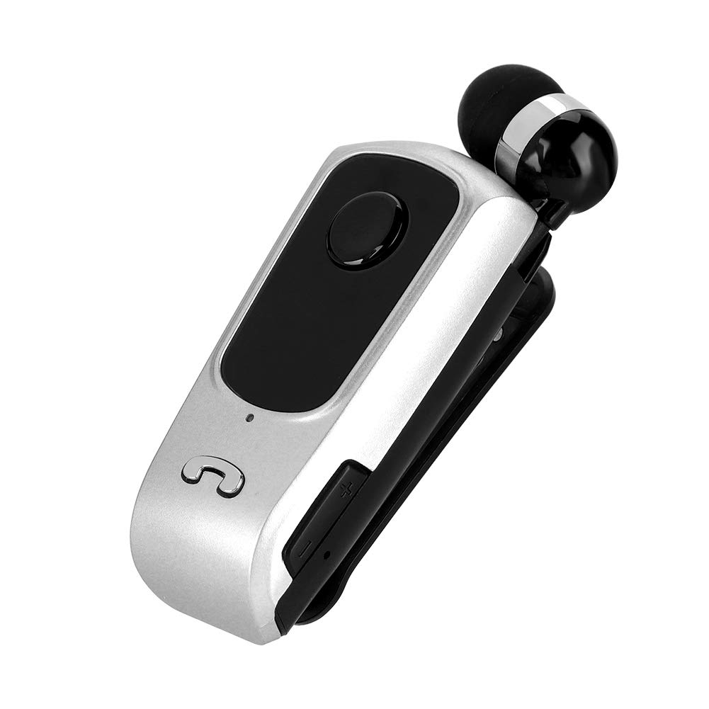 Bluetooth Headset, Sports Wireless Bluetooth 4.1 Headset Earpiece Retractable Handsfree Single Earphone with Mic Noise Cancelling In-ear Earphone for Driver, Trucker, Bike, Sports.(White)