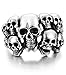 FIBO STEEL Stainless Steel Rings for Men Women Multi Skull Head Rings,Size 8