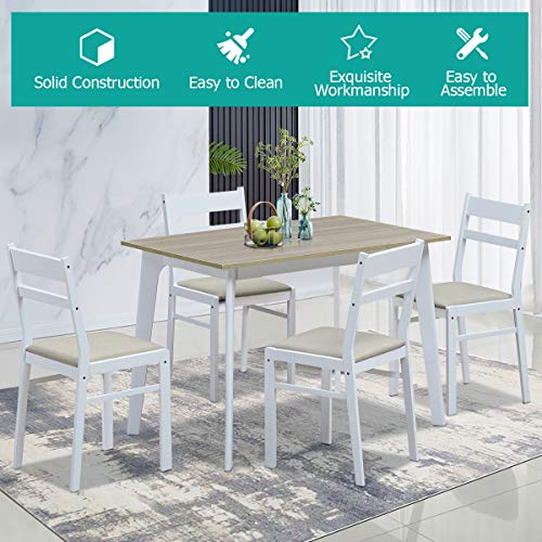 Giantex 5 Piece Dining Table Set with 4 Chairs, Wood Home Kitchen