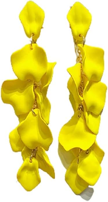 Pendientes colgantes de pétalos de acrílico con forma de gota larga