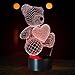 Uferno 3D Optical Illusion USB Night Light Table Lamps - Bedrooms Deco Teddy Bear Love Design for Kids - Unique Color Changing 3Ds Flash and Glow Effect
