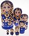 Moonmo 7pcs Cute Blue Sweater Braid Girl Russian Nesting Dolls Matryoshka Toys