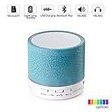 Leacoco Mini Wireless Portable Bluetooth Speaker with LED and Build-in Mic Support AUX TF for iPhone iPod and Android System Equipment Etc. (Blue)