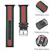 HUANLONG Compatible with Apple Watch Band, Nylon with Genuine Leather Sport Replacement Strap Wrist Band with Metal Adapter Clasp - 42mm - Red/Green/White
