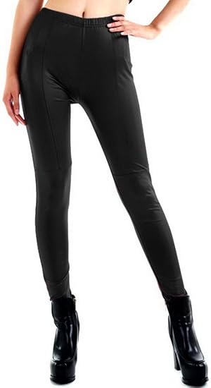 Amazon ビグッド Bigood レディース カジュアル スリムズボン美脚ライン スキニーレギンス フェイクレザー レギンス スパッツ 着痩せ 無地 すっきり 程よく伸縮性素材 ブラック レギンス スパッツ 通販