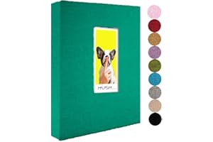 GPIRAL Mini Photo Album 208 Vertical Photos - Linen Cover, 2x3 Photo Album Compatible with K-pop Photocards, Fujifilm Instax Mini Film 7s 8 9 11, Polaroid PIC 300, HP Sprocket, Dark Green