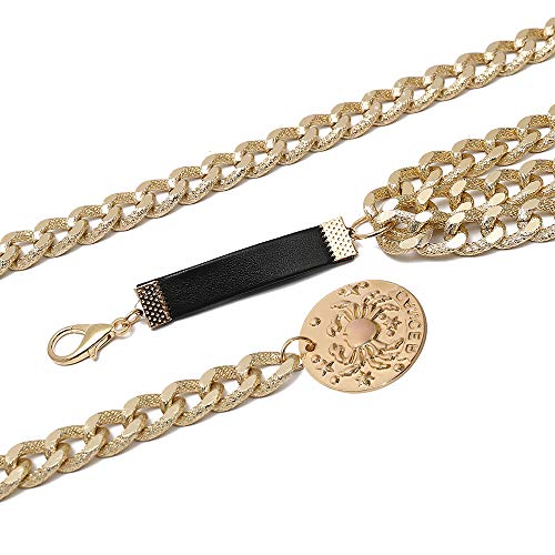 Juland Multilayer Alloy Waist Chain Body Chain for Women Golden Waist Belt Pendant Belly Chain Adjustable Body Harness for Jeans Dresses - Crab